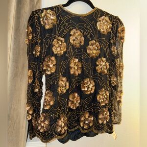 Stenay Black and Gold Sequin Top